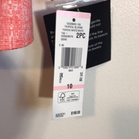 Nwt Le Suit tropical blooms papaya white blazer jacket size 10 - Picture 5 of 11